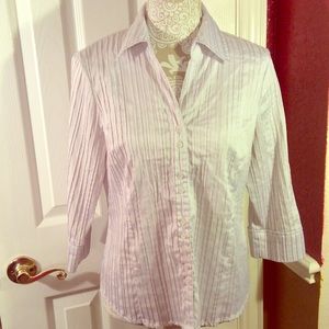 😋 White pinstripe textured dress shirt