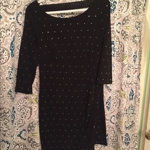 Express short black dress with rhinestones