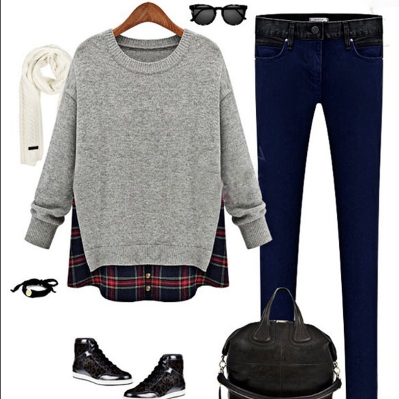 Plaid Top Pullover - Picture 2 of 3