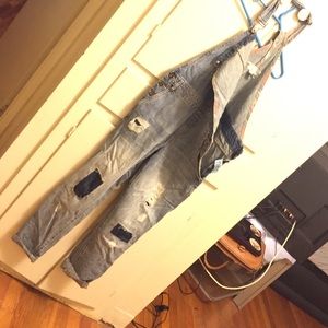 Ripped & pacheted overalls