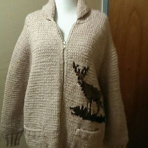 Wonderful vintage crocheted deer sweater