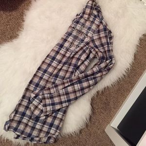 Daytrip Button Down Plaid Top