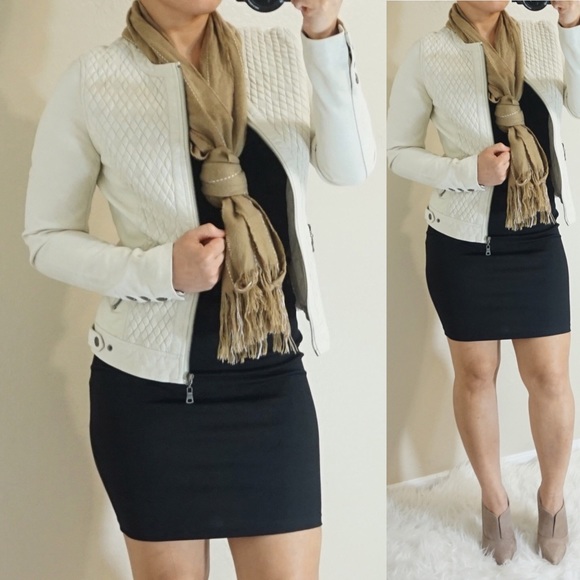 Quilt Leatherette Cream Jacket