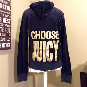 Never worn Juicy Couture Navy velour hoodie