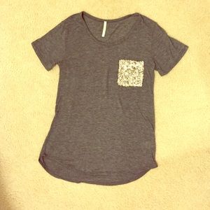 Gray Tee w/Sequin Pocket