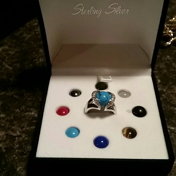 Sterling silver with colored removeable stones