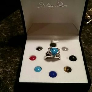 Sterling silver with colored removeable stones