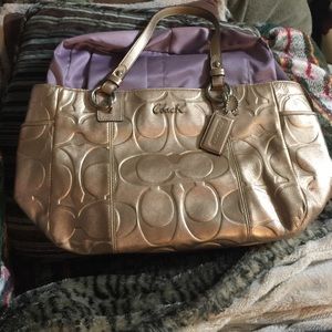Coach purse gold color medium size