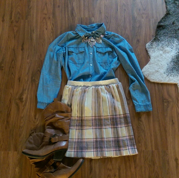 Recycled Pendleton Wool Pleated Skirt