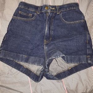 American apparel dark wash high waisted shorts
