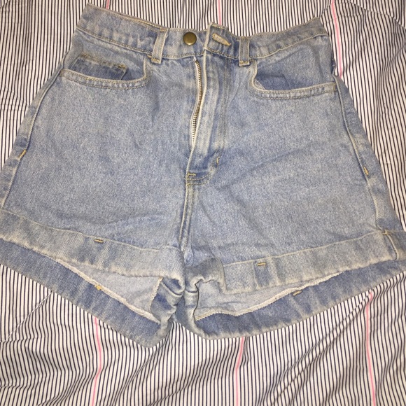 American apparel light wash high waisted shorts