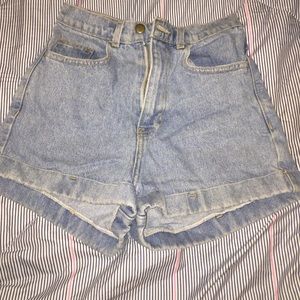 American apparel light wash high waisted shorts