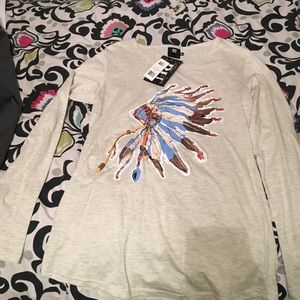 NWT CREAM LONG SLEEVE WITH COLORFUL HEADDRESS