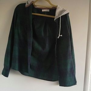 Plaid shirt with hood