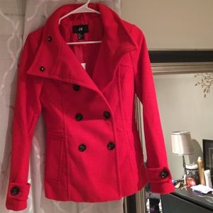 H&M Red Peacoat- NWT