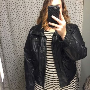 Faux Leather Bomber Jacket