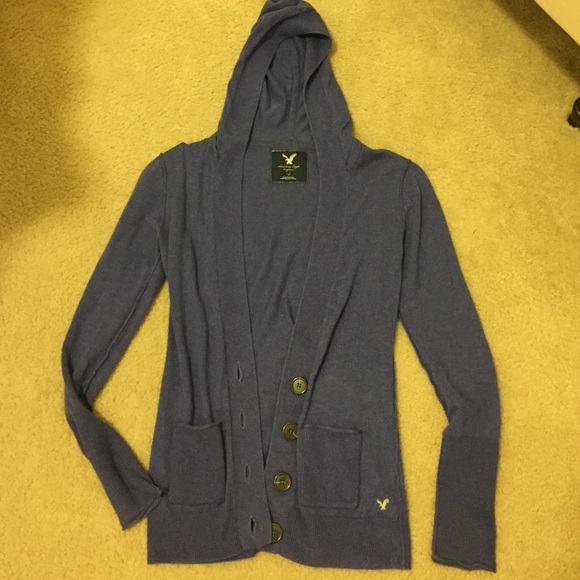 Cobalt Blue Hooded Cardigan from AEO