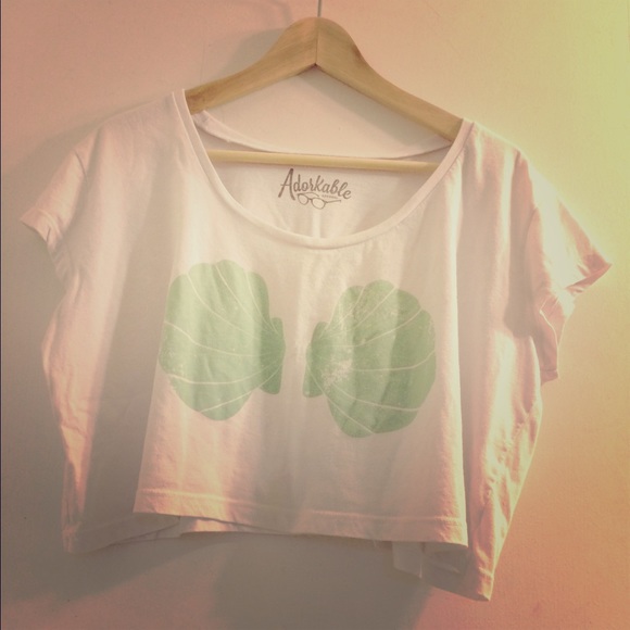 Adorkable Apparel OSFM Seafoam Shells Crop Top