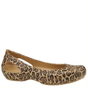 Leopard print flats crocs