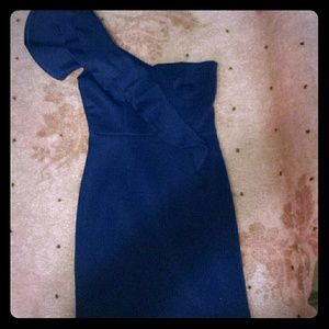 Blue one shoulder strap dress