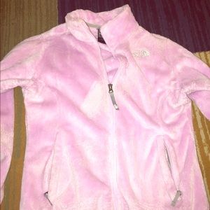 rose pink north face fleece jacket