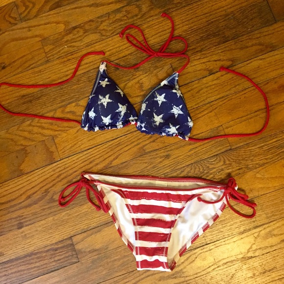 Xhilaration Small Reversible American Flag Bikini