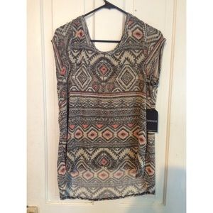 Aztec designed, short sleeved sweater