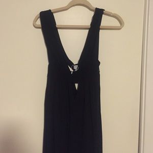 Black deep v maxi dress with cutouts in the middle
