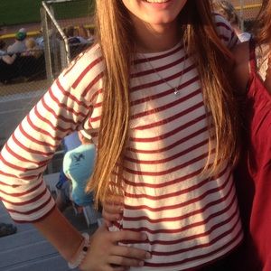 XS Red and white striped Saint James shirt