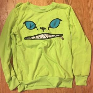 Cat Face Sweater Neon Green