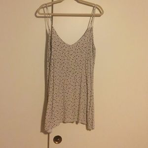 white dress with purple floral pattern