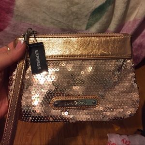Rose Pink Sequins Wristlet