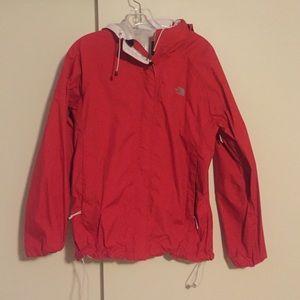red northface rain jacket