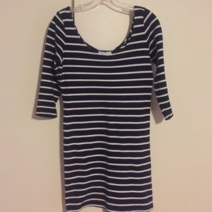 striped navy and white bodycon dress