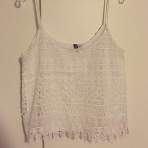 white crotchet top