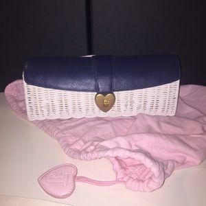 Juicy Couture Straw & Leather Clutch