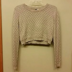 H&M Divided Long Sleeve Grey Crop Sweater NWOT S