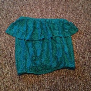 Strapless teal shirt