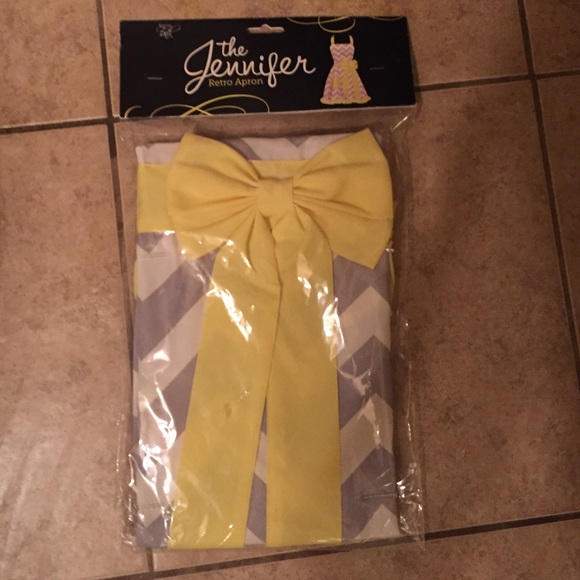 "The Jennifer" Retro Apron Yellow Chevron- OS NWT