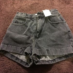 American apparel Denim high waist cuff shorts
