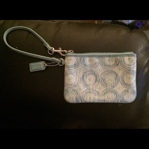 Light blue and mint Coach wristlet