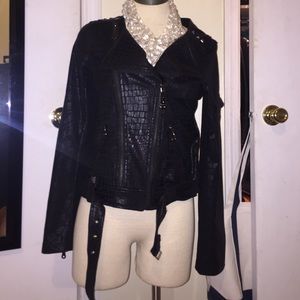 JUST DROPPED! Black Snakeskin Embossed Moto Jacket