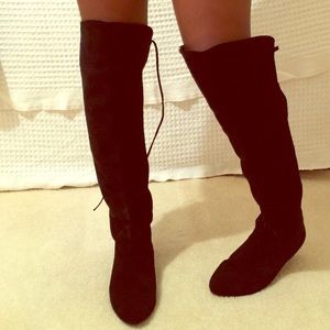 Black Suede Over the Knee Boots