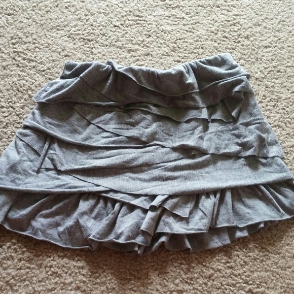 Gray Ruffled Layered Mini Skirt