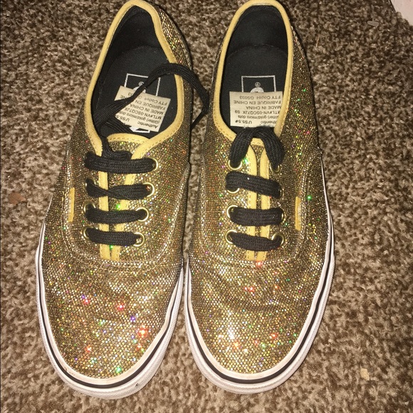 gold glitter vans