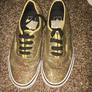 gold glitter vans