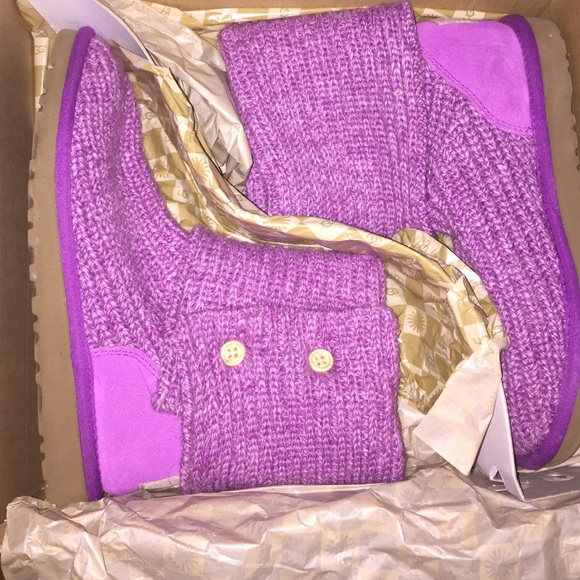 purple knitted uggs