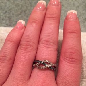 Blue and white diamond ring