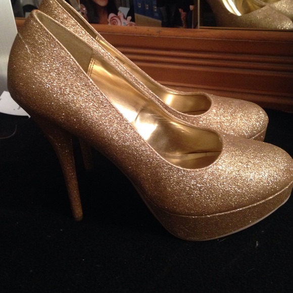 Gold sparkly heels