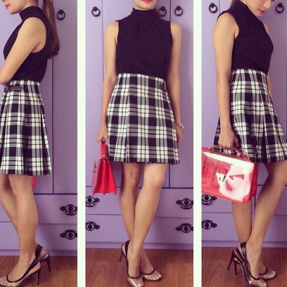 Plaid Black and White Skirt
